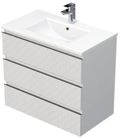 Fürdőszobaszekrény mosdóval SAT Cube Way 80x71x46 cm fehér matt CUBE3D803ZBMOD