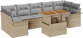 vidaXL Kerti Kanapé Szett tárolóval 8 pcs Bézs Poli rattan