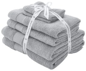 Világosszürke frottír pamut törölköző és fürdőlepedő készlet 6 db-os Anti-Bacterial – Catherine Lansfield