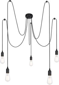 Globo A110-5 Függeszték fekete, kábelt, 5 mennyezeti tartó, 1,5m, ø: 150, exkl. 5xE27 60W 230V