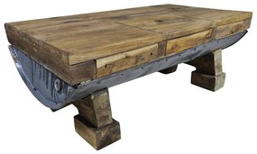 Vegyes újrahasznosított fa dohányzóasztal 90 x 50 x 35 cm