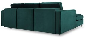 Santo olajzöld kinyitható bársony sarokkanapé, bal oldali - Milo Casa