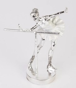 Bond design magasfényű ezüst fém balerína asztali dekorációs szobor 20,5x14x7cm