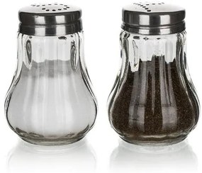 Asztali só-, borsszóró készlet, üveg és inox, 2 db, 7 cm Mono (KHPU292)