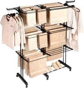 Függőleges ruhaszárító ruha fehérnemű fém fekete nagy XXL