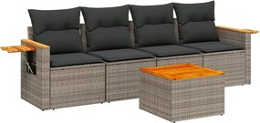 vidaXL 5 részes szürke polyrattan kerti ülőgarnitúra párnákkal