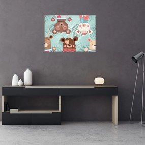 Kép - vidám mackók (üvegen) (70x50 cm)