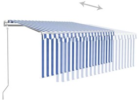 kék és fehér automata napellenző redőnnyel 3 x 2,5 m