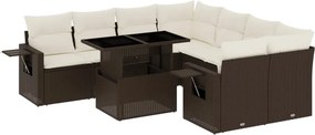 vidaXL 9 részes barna polyrattan kerti ülőgarnitúra párnákkal