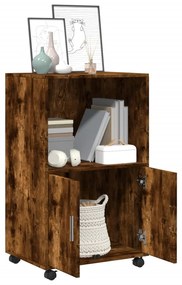 füstös tölgy színű szerelt fa kerekes szekrény 55 x 40 x 91 cm