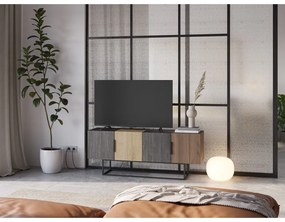 Barna-natúr színű TV-állvány tölgyfa dekorral 140x55 cm Titan – Marckeric