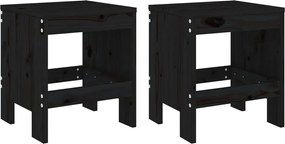 vidaXL 2 db fekete tömör fenyőfa ülőke 40 x 36 x 45 cm