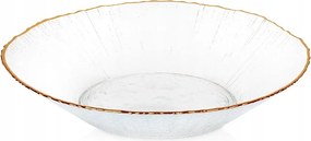 Üveg Saláta tálaló Snack Salátához Arany Rant Díszített 20,5 CM