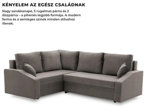 Grande Plus sarokkanapé, baloldali, szövet anyag, szürke