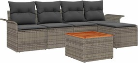 vidaXL Kerti Kanapé Szett párnával 6 pcs Szürke polirattan