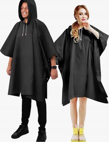 Vízálló esővédő poncsó felnőtteknek, 2 db, Fekete