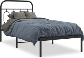 vidaXL fekete fém ágykeret fejtámlával 90 x 190 cm