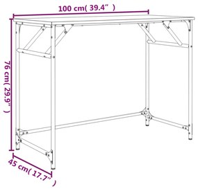fekete szerelt fa és porszórt acél íróasztal 100x45x76 cm