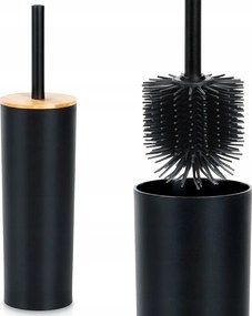 Szilikon Wc kefe állvánnyal Fekete Bambusz fedél 36,5 cm Vilde