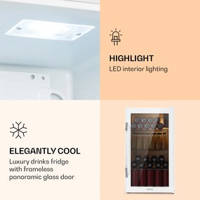 Klarstein Beersafe XXL Quartz, hűtőszekrény, E energiahatékonysági osztály, LED, 3 fém polc, panoráma üvegajtó