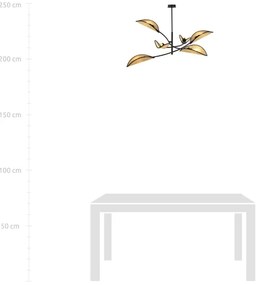 Csillár rúdon LOTUS 6xE14/10W/230V fekete/bézs