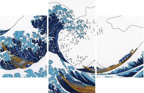 Kép - japán rajz, hullámok (90x60 cm)
