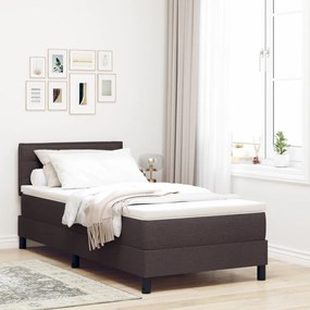 Boxspring Ágy Mattal & LED Sötétbarna 100x200 cm Szövet