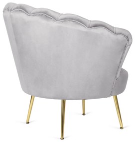 Elegáns Fotel Lábtartóval Szürke Bársony Kárpittal. GRAND