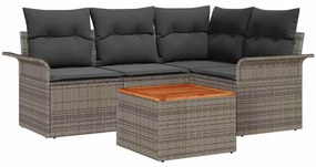 vidaXL Kerti Kanapé Szett párnával 5 pcs Szürke polirattan