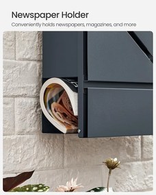 SONGMICS Falra Szerelhető Postaláda Újságtartóval és Zárral, Antracitszürke