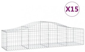 15 db íves horganyzott vas gabion kosár 200x50x40/60 cm