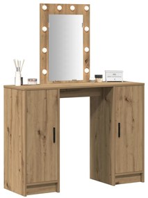 Öltözőasztal LED lámpákkal Kézműves Tölgy 102x33x135 cm