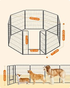 Kutya kennel, kutyaketrec 77x 100cm, kültéri kisállat kifutó, fekete