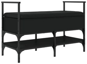 fekete szerelt fa cipőtároló pad 85,5 x 42 x 57,5 cm