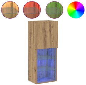 TV Szekrény LED Fénnyel, Műgyanta Tölgy 40,5x30x102 cm