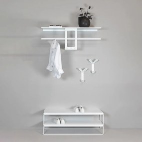 Fehér acél fali fogas polccal 100 cm Luno Small – Spinder Design