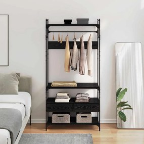 Ruhásszekrény fiókkal Musta tammi 89 x 39 x 184.5 cm Faanyag