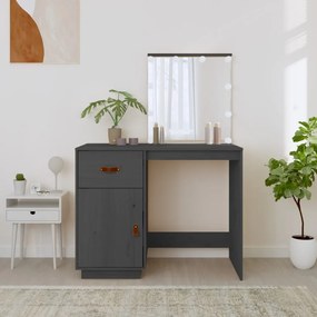 szürke tömör fenyőfa fésülködőasztal LED-del 95 x 50 x 133,5 cm