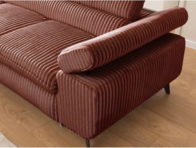 Terrakotta színű kordbársony sarokkanapé (bal oldali-L alakú) Marbeya – Ropez