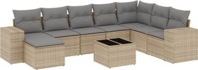 vidaXL 9 részes bézs polyrattan kerti ülőgarnitúra párnákkal