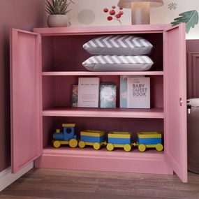 Alacsony fém irattartó szekrény BEATA, 900 x 930 x 400 mm, Fresh Style: púderrózsaszín