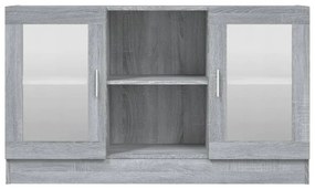 szürke sonoma színű szerelt fa vitrinszekrény 120x30,5x70 cm