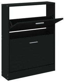 fekete szerelt fa cipőszekrény 59x17x81 cm
