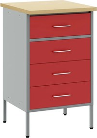 vidaXL Munkapad Piros és Szürke 50 x 55 x 85 cm Műszaki fa és acél