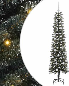 vidaXL Mű karácsonyfa 300 LED-del Zöld 180 cm PVC és Műanyag és Acél
