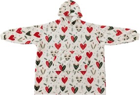 báránybunda hatású kapucnis, ujjas pléd WINTER HEARTS, színes kivitel