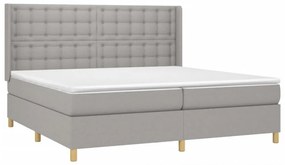 világosszürke szövet rugós és LED-es ágy matraccal 200x200 cm