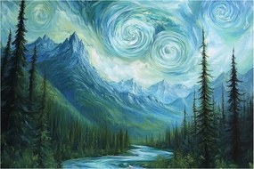 Kép - Táj Van Gogh érintésével (90x60 cm)