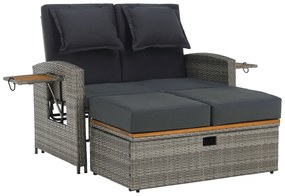 Kerti rattan kanapé MALORY, szürke/ természetes