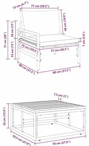 Kerti Kanapé Szett 3 pcs Antracitszürke Acél
